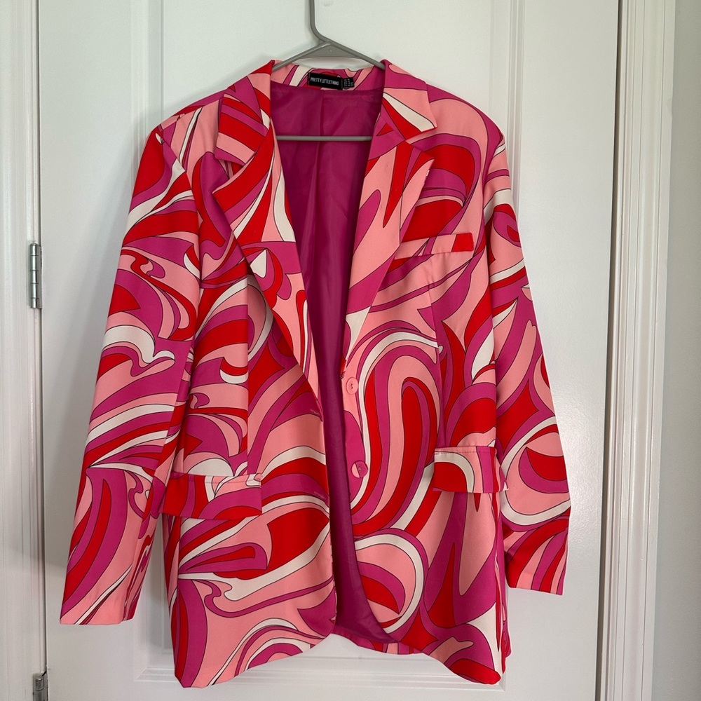 Vibrant Pink and Red Swirl Women's Blazer